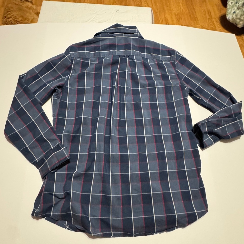 Chaps Mens Blue Plaid Stretch Long Sleeve Button Down Shirt Size Medium